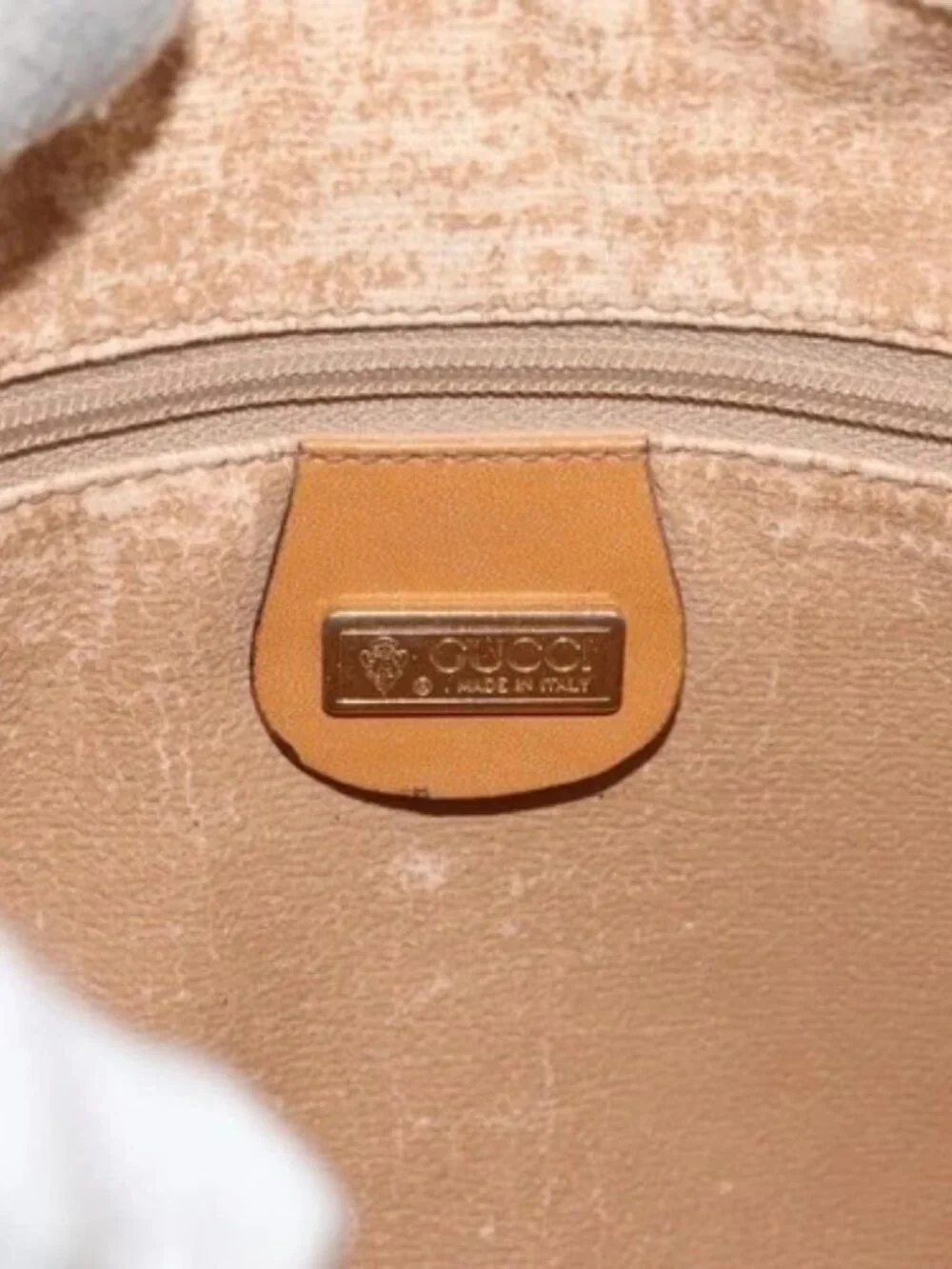 GUCCI Micro GG Supreme Shoulder Bag PVC Beige Gold 007 104 4916 Auth SW2142